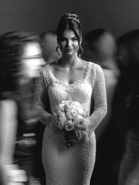 A bride framed by blurred movement