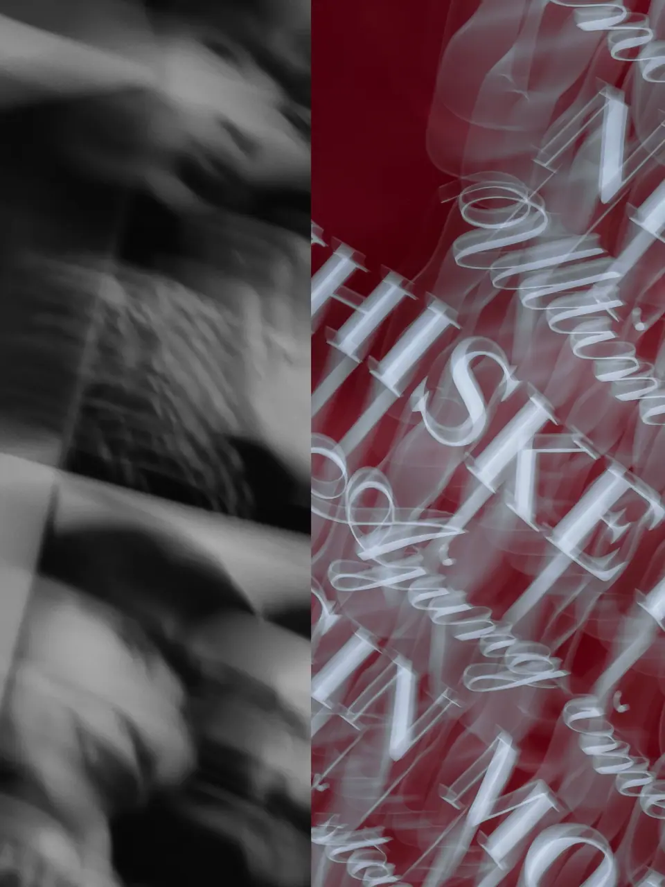 Two-photo panel: a blurred dance, and the drinks menu on red