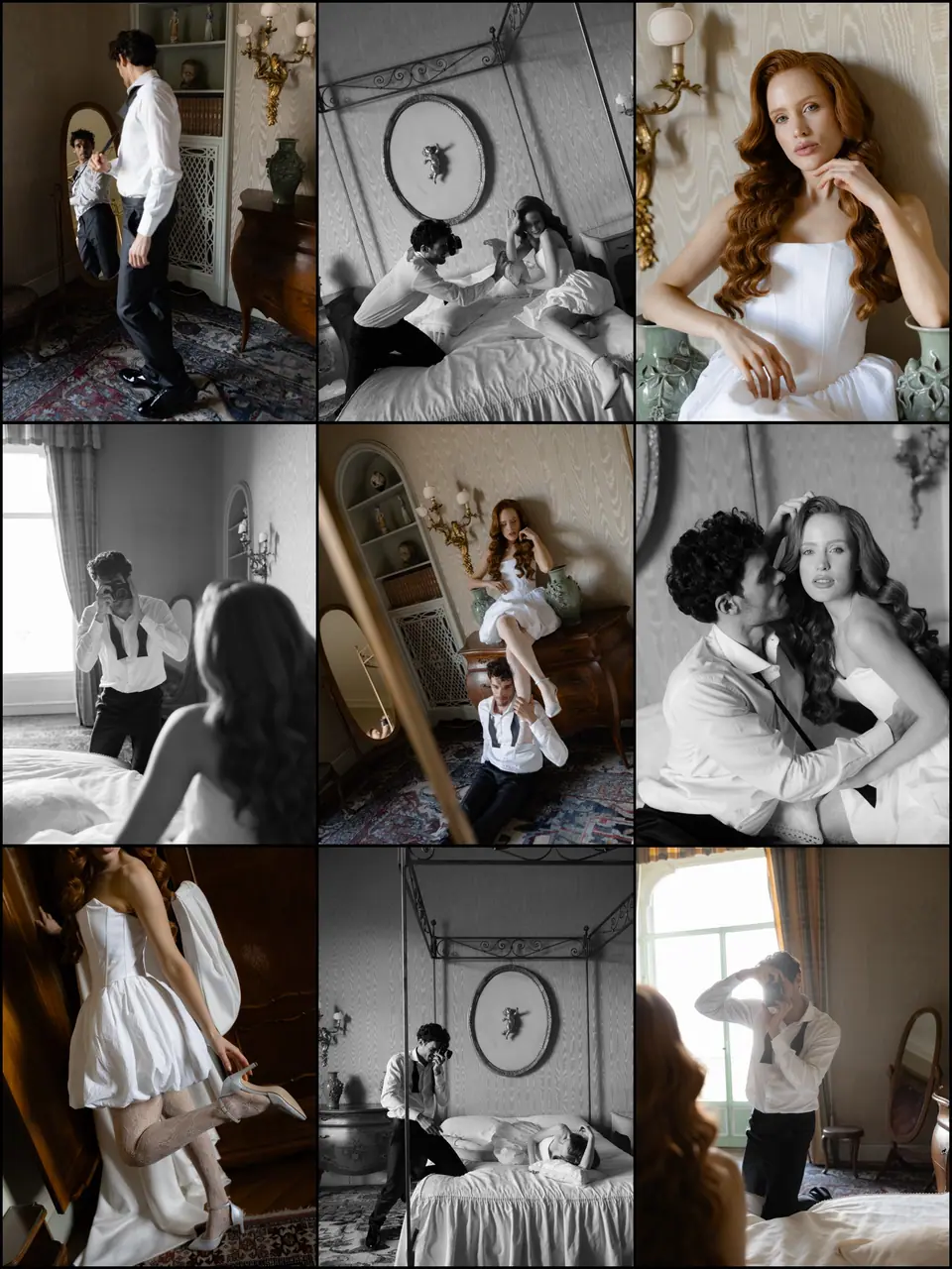 Collage of Roberta and Antoine’s bedroom portraits in the villa